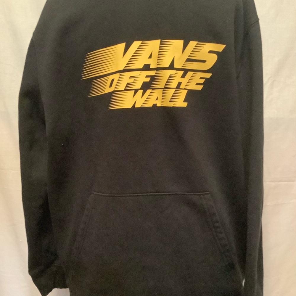 Boys’ XL Vans Off the Wall Trendy Black Sweatshirt with Bold Yellow Graphic